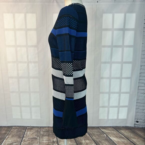 Alton Gray Bodycon Long Sleeve Striped Mesh Dress Size L - Picture 7 of 10